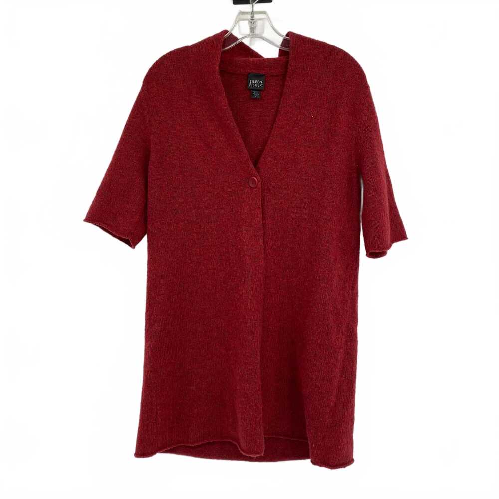 Eileen Fisher Red Wool-Nylon Cardigan | Women’s S Short Sleeve